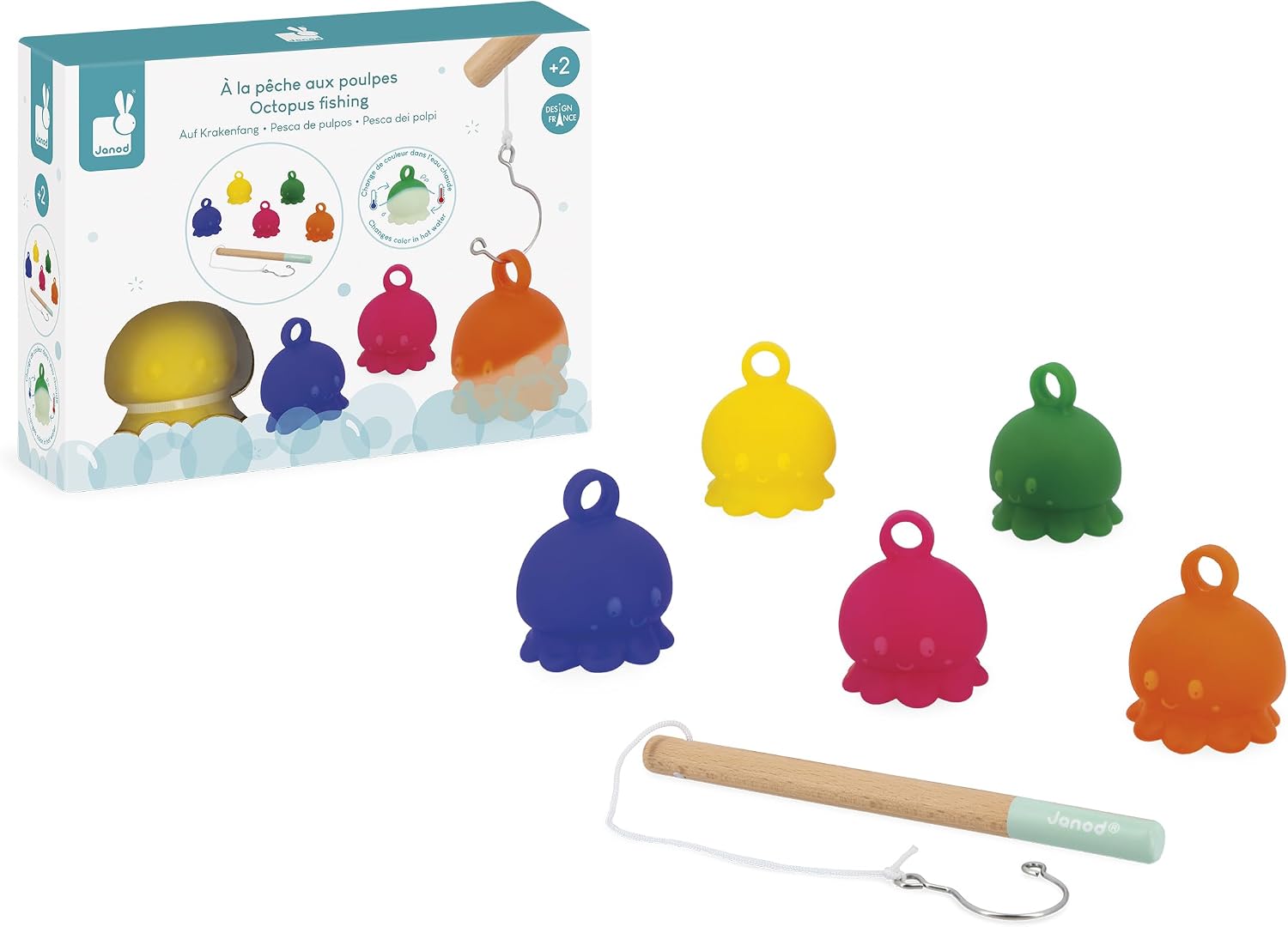 Janod, Bain, À la Pêche aux Poulpes, Jeu Thermosensible, Dès 2 Ans