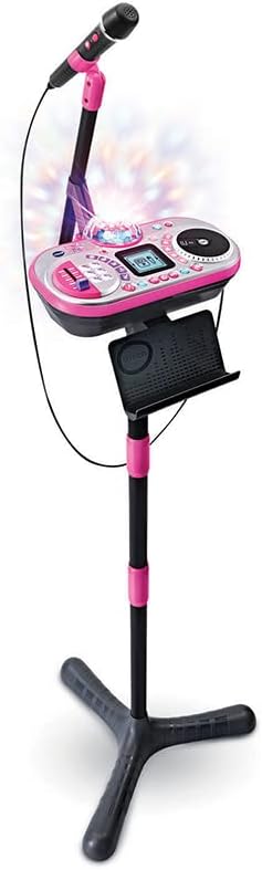 VTech - Kidi Superstar DJ Studio Rose, Micro Karaoké Enfant 9 en 1 avec Table de